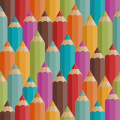 Seamless pattern with colored pencils in retro style.