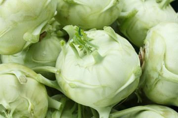 Large kohlrabis or turnips shot from above