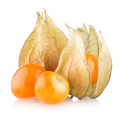 ripe physalis isolated on white background