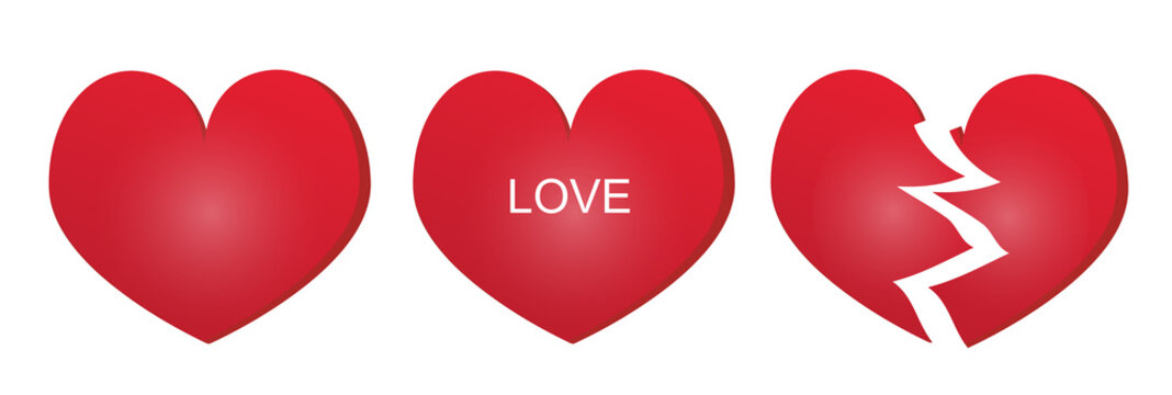 Three types of red heart