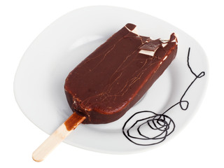 Chocolate ice cream with bite