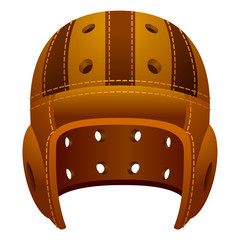 Vintage, old leather american football helmet - 65772267