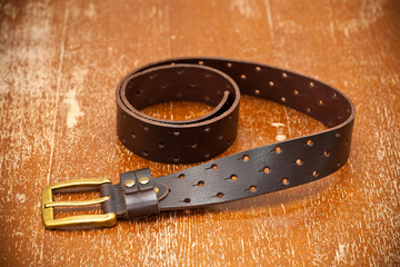 leather belt with buckle