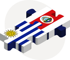 Uruguay and Costa Rica Flags in puzzle