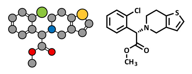 Clopidogrel antiplatelet agent, chemical structure.