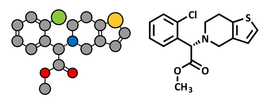 Clopidogrel antiplatelet agent, chemical structure.