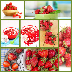 Collage of fresh strawberry
