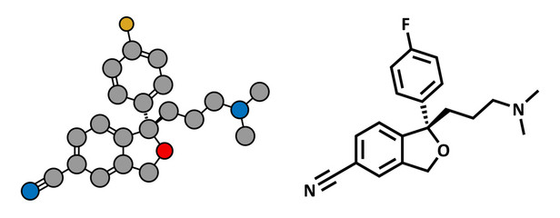 Escitalopram antidepressant drug (SSRI class)