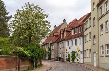 Fototapeta na wymiar Street in Flensburg - Germany, Schleswig-Holstein