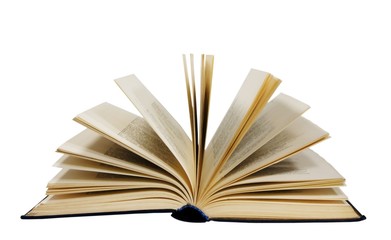 Open book on white background