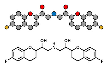 Nebivolol beta blocker hypertension drug, chemical structure.