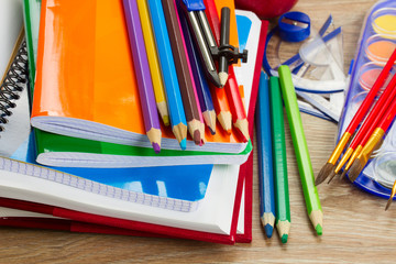 Naklejka premium books with school supply