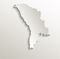 Moldova map card paper 3D natural vector