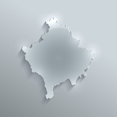 Kosovo map glass card paper 3D vector
