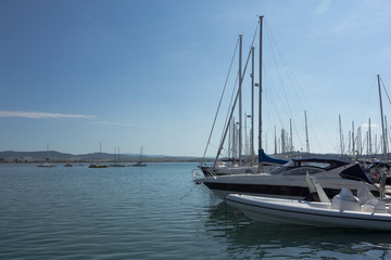 Fototapeta na wymiar Sailboats with masts
