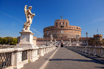 Fototapeta na wymiar Angel Castle with bridge in Rome, Italy