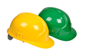 Fototapeta premium Protection helmets isolated over white with clipping path.