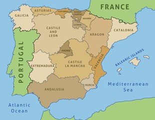 Obraz premium Spain map - vector illustration