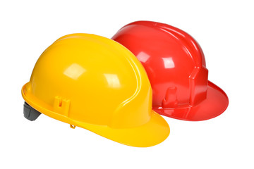 Protection helmets isolated over white with clipping path.