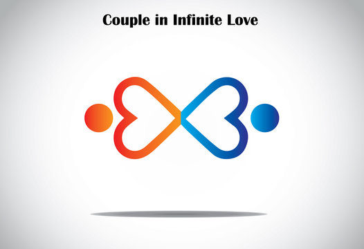 man woman couple holding hands in infinite love concept symbol