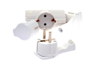 Socket, Tee, Extension. Isolated on White Bakground