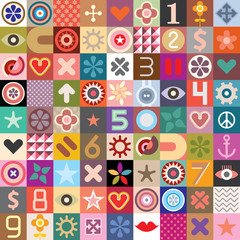 Collage mit abstrakten Symbolen