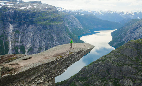 A vibrant picture of famous norwegian hiking place - trolltunga,