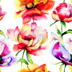Seamless patterns with Beautiful flowers - 65780003