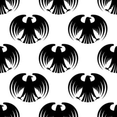 Heraldic seamless pattern of black eagles