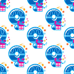 Number 9 childish seamless pattern