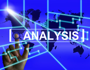 Analysis Screen Indicates Internet or International Data Analyzi - obrazy, fototapety, plakaty