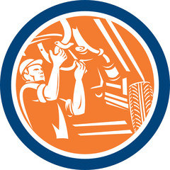 Auto Mechanic Automobile Car Repair Circle Retro