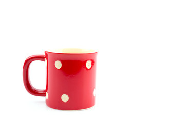 Red mug isolated white background