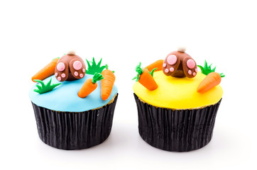 Easter cupcakes isolated white background