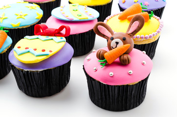 Easter cupcakes isolated white background