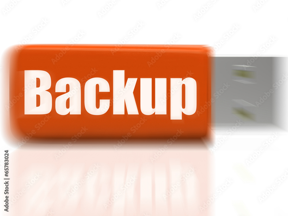 Poster backup usb drive shows data storage or file transfer