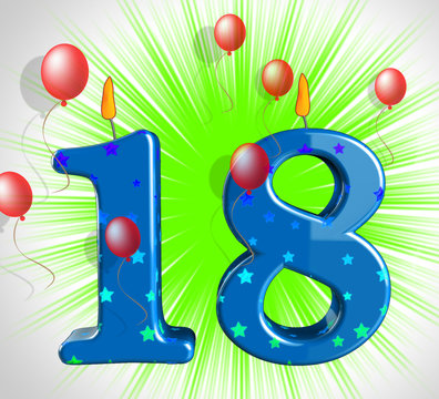Number Eighteen Party Show Teen Birthday Or Decoration