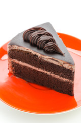 Chocolate cake isolated on white background