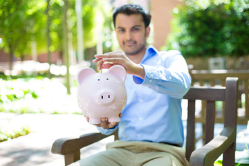 Piggy bank savings outside