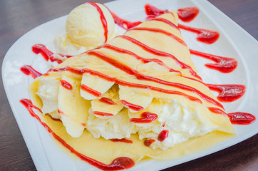 Strawberry crepe dessert