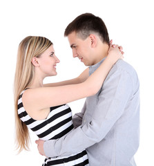 Loving couple isolated on white