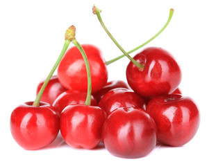 Sweet cherries isolated on white