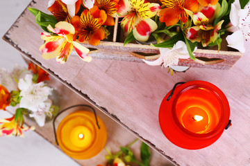 Bright icon-lamps with flowers