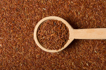 Jasmine Brown Rice on a wooden spoon