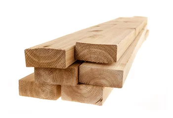 Raamstickers Isolated 2x4 wood boards © Elenathewise