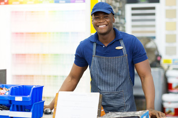 african american hardware store worker