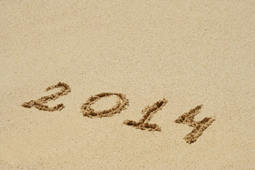 Conceptual text sand on beach