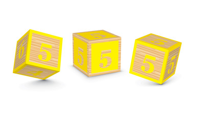 Vector number 5 wooden alphabet blocks