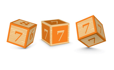 Vector number 7 wooden alphabet blocks