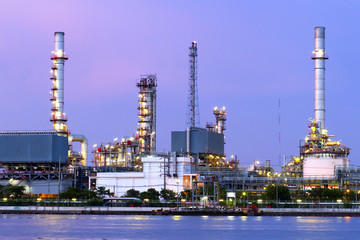River and oil refinery factory